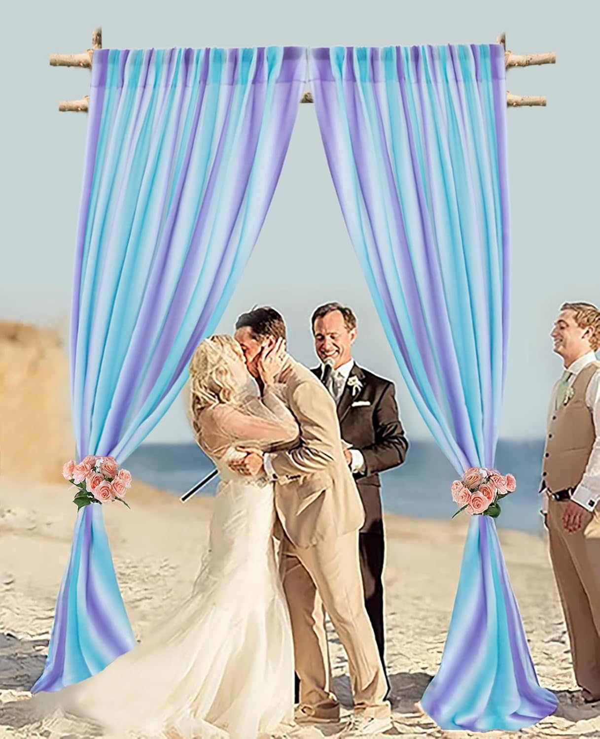 DUOBAO Sheer Curtains for Girls Bedroom, Light Filtering Purple Rod Pocket Drapes - 2 Panels 29x120 Inches, Mermaid Design