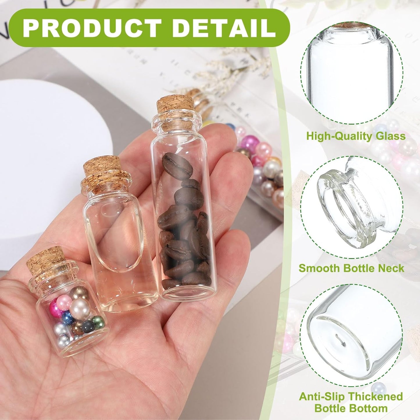 uxcell 10Pcs Mini Glass Bottles with Cork Stoppers, 5ml Small Clear Bottles Glass Empty Jars Vials for DIY Crafts Party Wedding Decor Favors