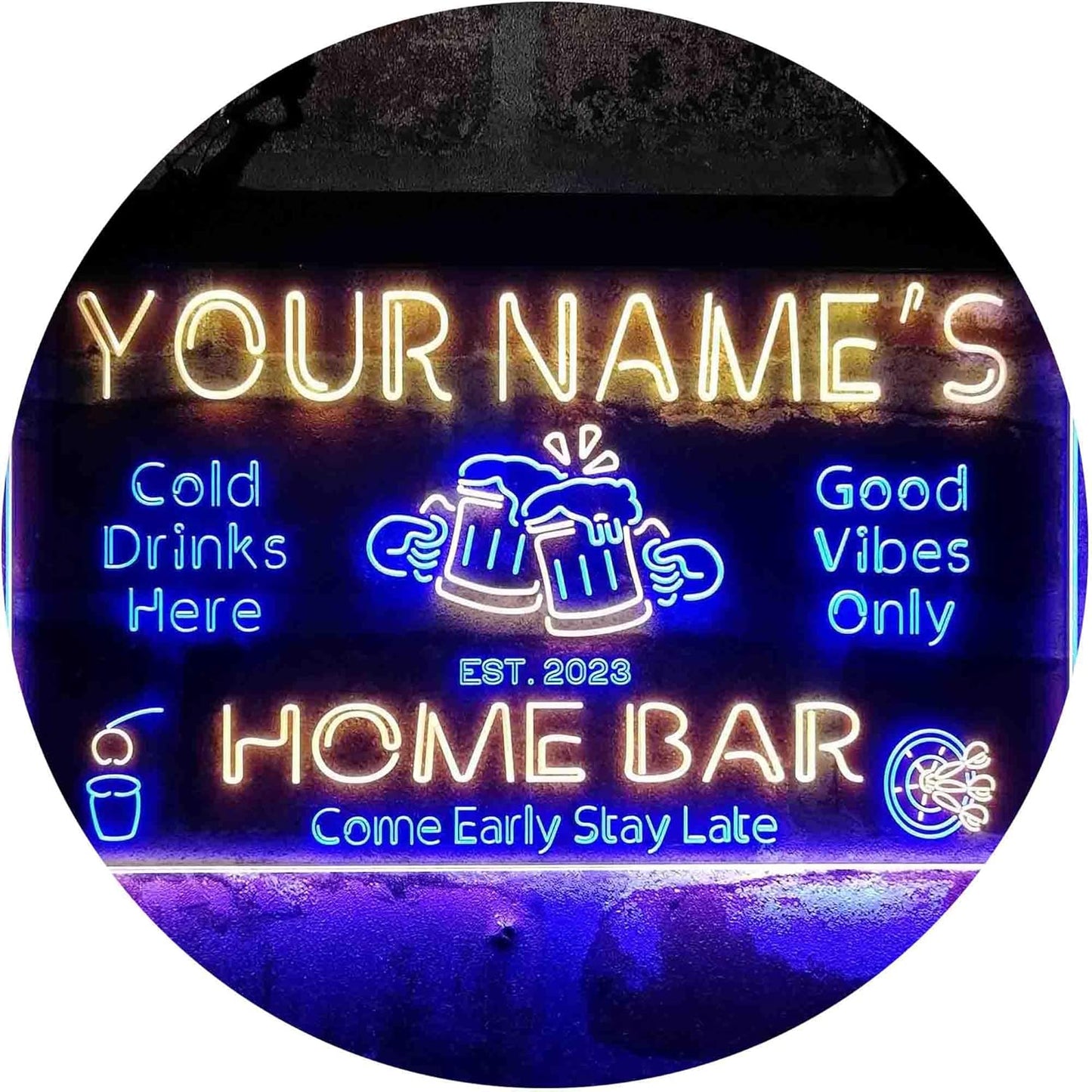 ADVPRO Personalized Your Name Custom Home Bar Beer Established Year Dual Color LED Neon Sign Blue & Yellow 16 x 12 Inches st6s43-p1-tm-by