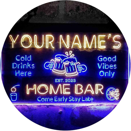 ADVPRO Personalized Your Name Custom Home Bar Beer Established Year Dual Color LED Neon Sign Blue & Yellow 16 x 12 Inches st6s43-p1-tm-by
