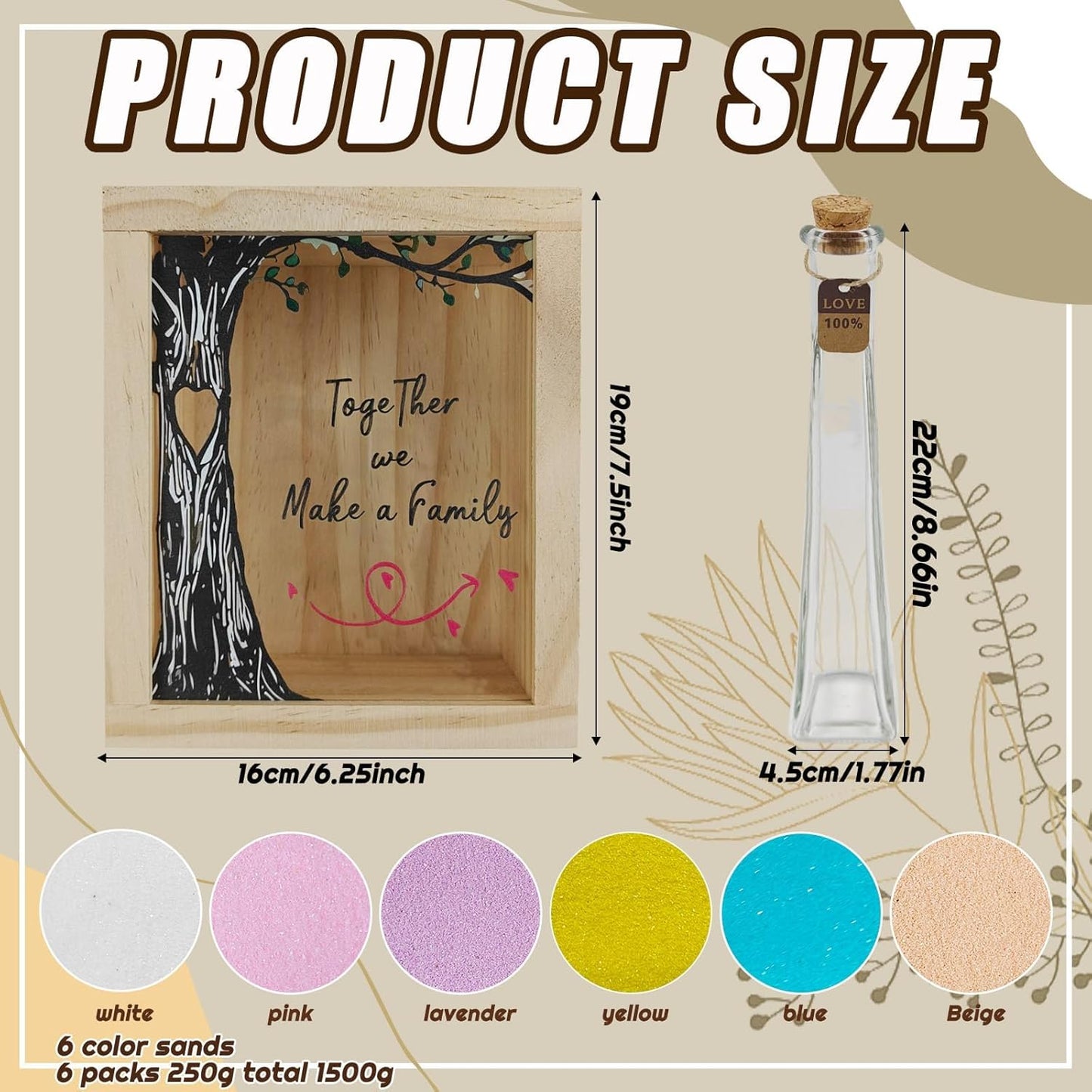 Wedding Unity Sand Ceremony Kit Sand Ceremony Kit for Weddingwith Wood Box 6 Vase 6 Unity for Weddings Bridal Party