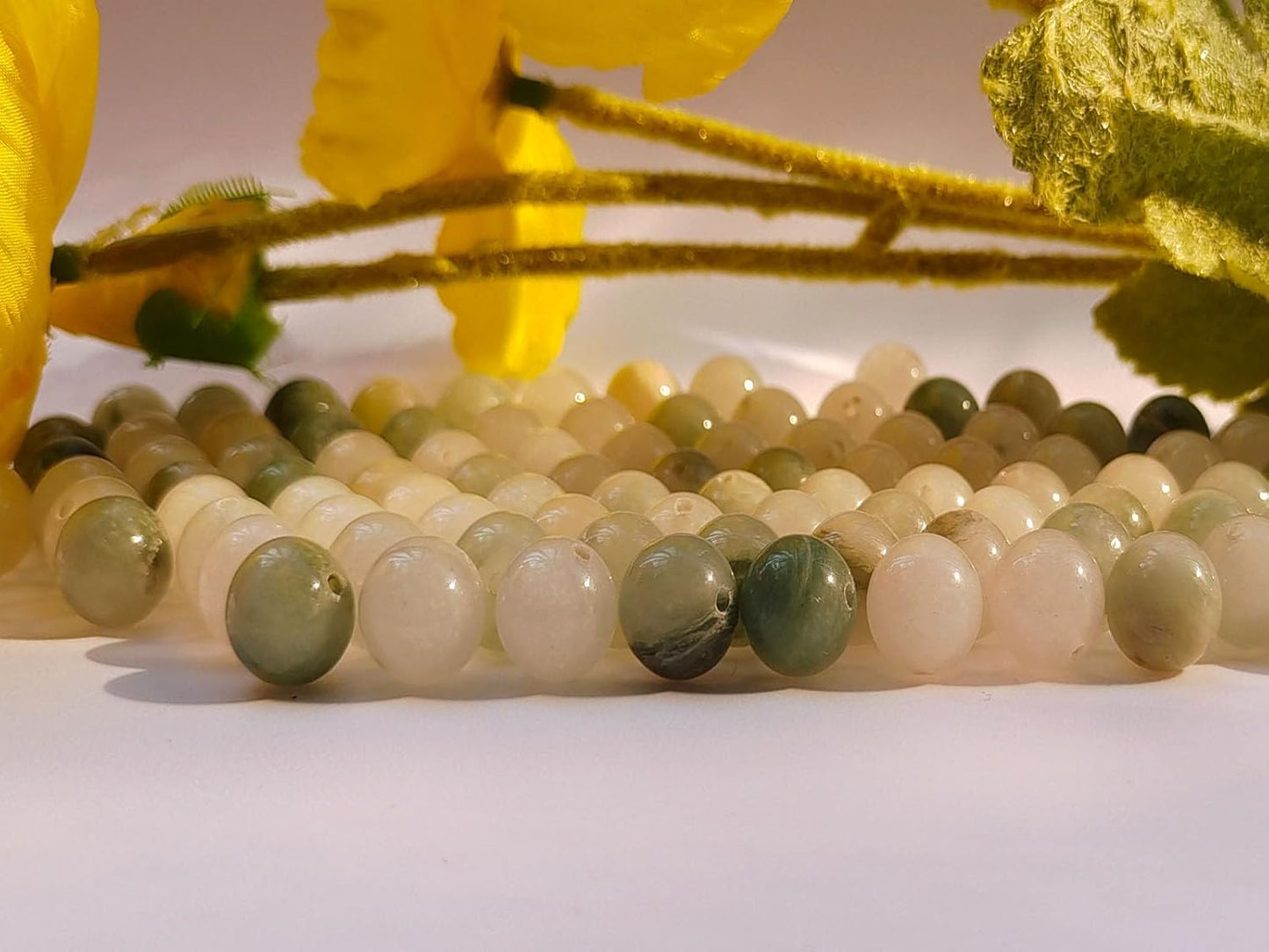 Stone Beads 8mm 100pcs Tiansan Jade Beads Round Loose Gemstones Beads for Bracelet Necklace Jewelry Making (8mm, 60816 Tiansan Jade)