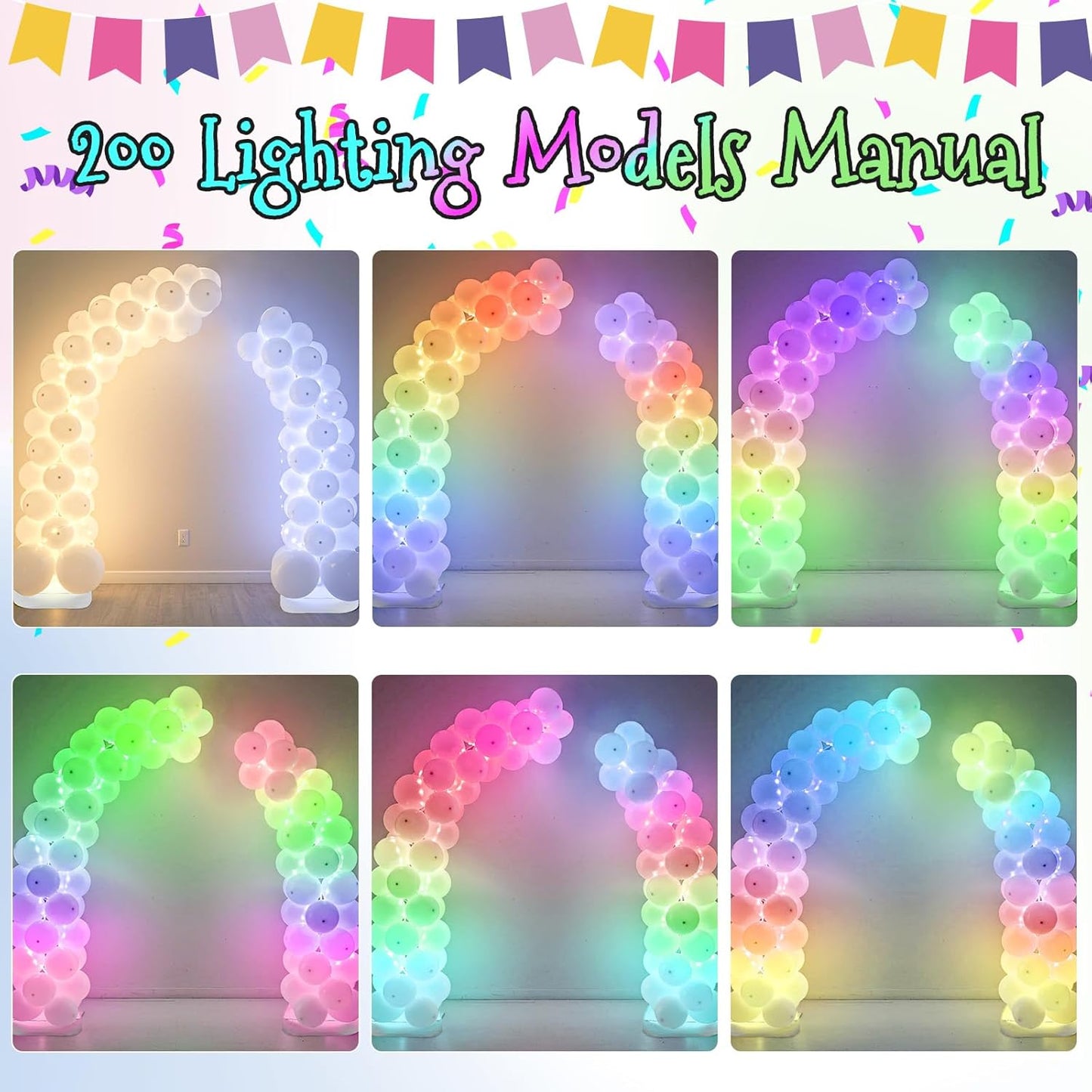 AerWo Lighted Balloon Arch Kit 8.2FT & 6FT, Free Bending Top Half Balloon Arch Stand with Base, Floor Frame for Wedding Birthday Party Baby Shower Yard Lawn Home Halloween Decorations