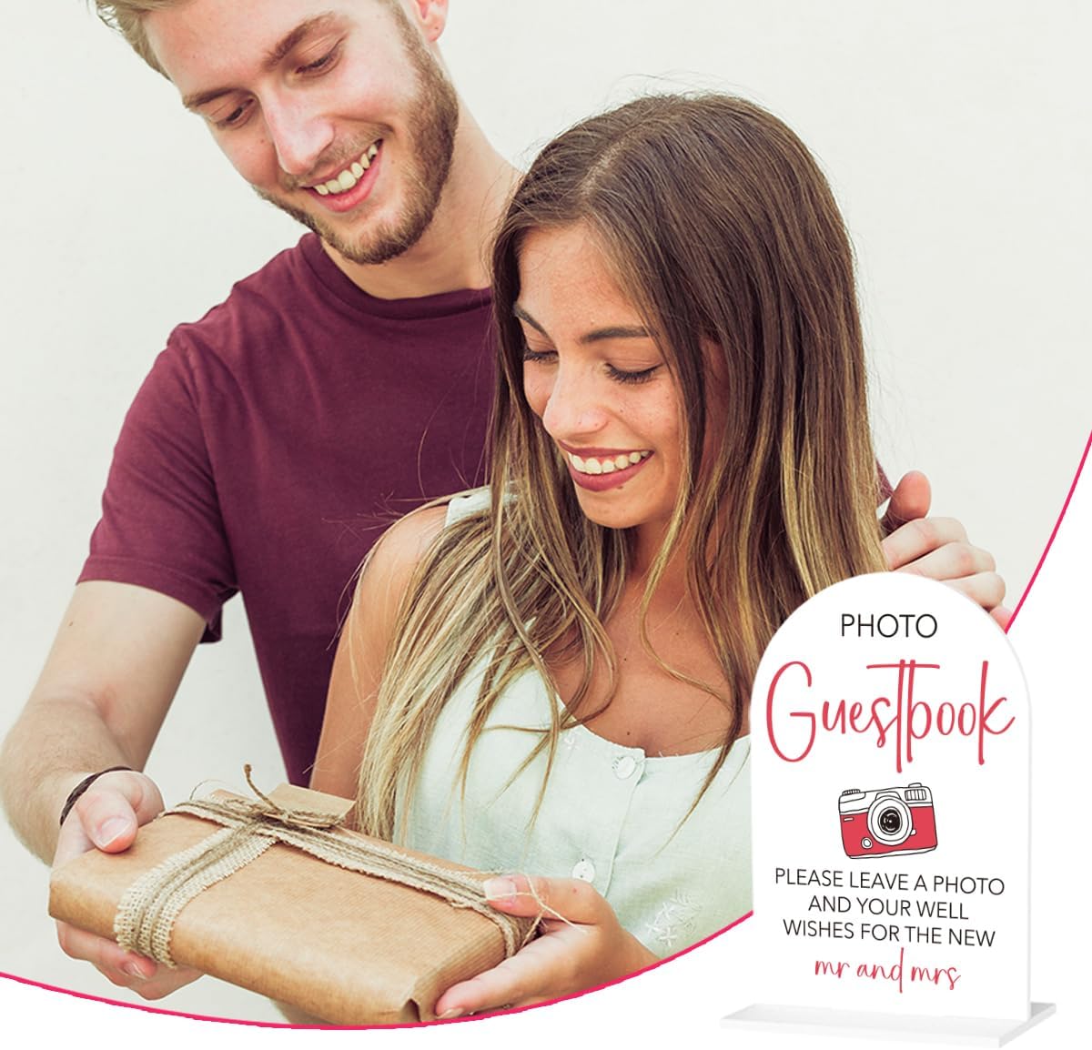 Wedding Photo Guest Book Sign Acrylic Arch Wedding Bridal Shower Baby Shower Welcome Table Signs for Ceremony and Reception Decor 7 x 5 Inches