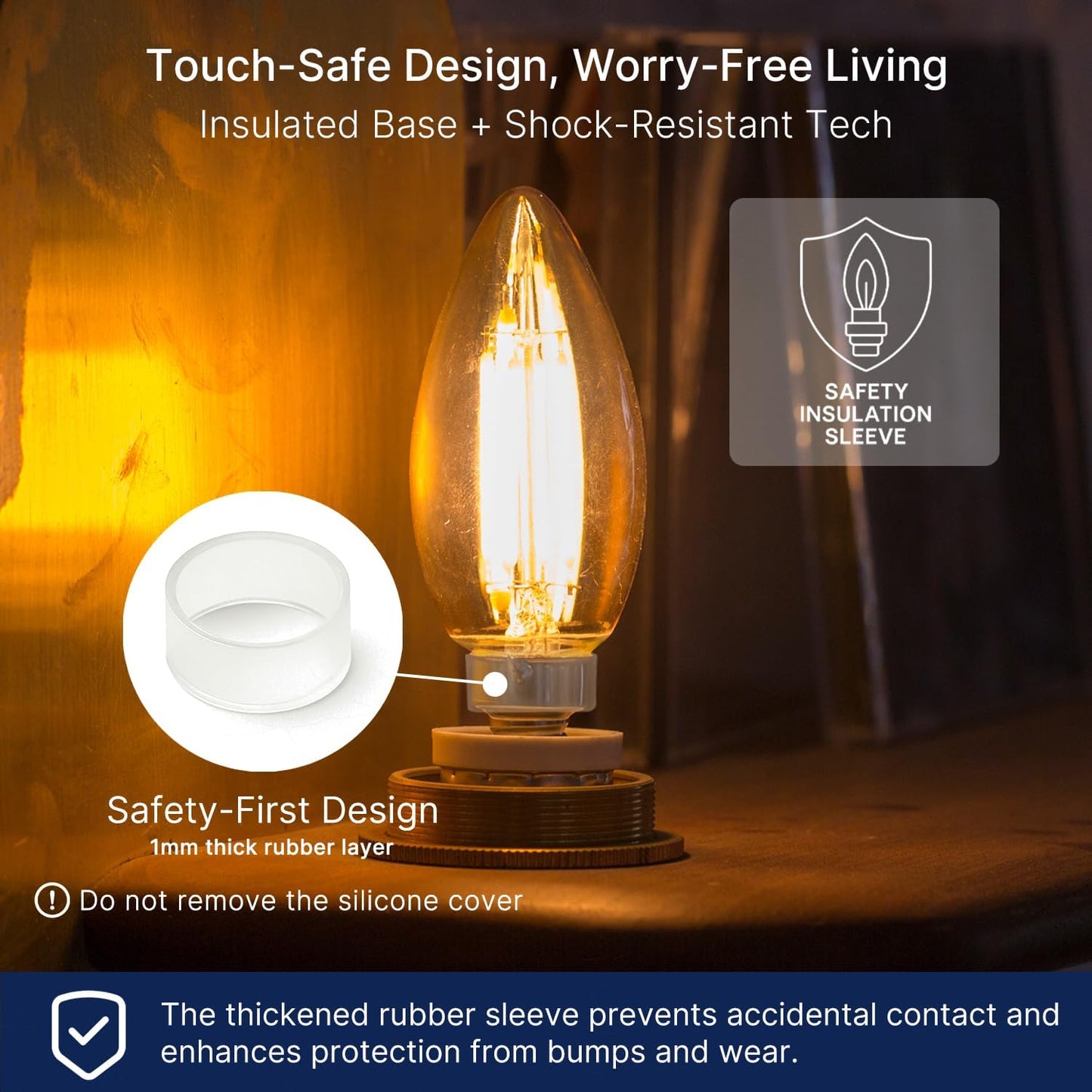 FLSNT 60W Equivalent LED Chandelier Light Bulbs, Dimmable, E12 Base, Clear B11 LED Filament Candelabra Bulbs, 2700K Soft White, 6 Pack