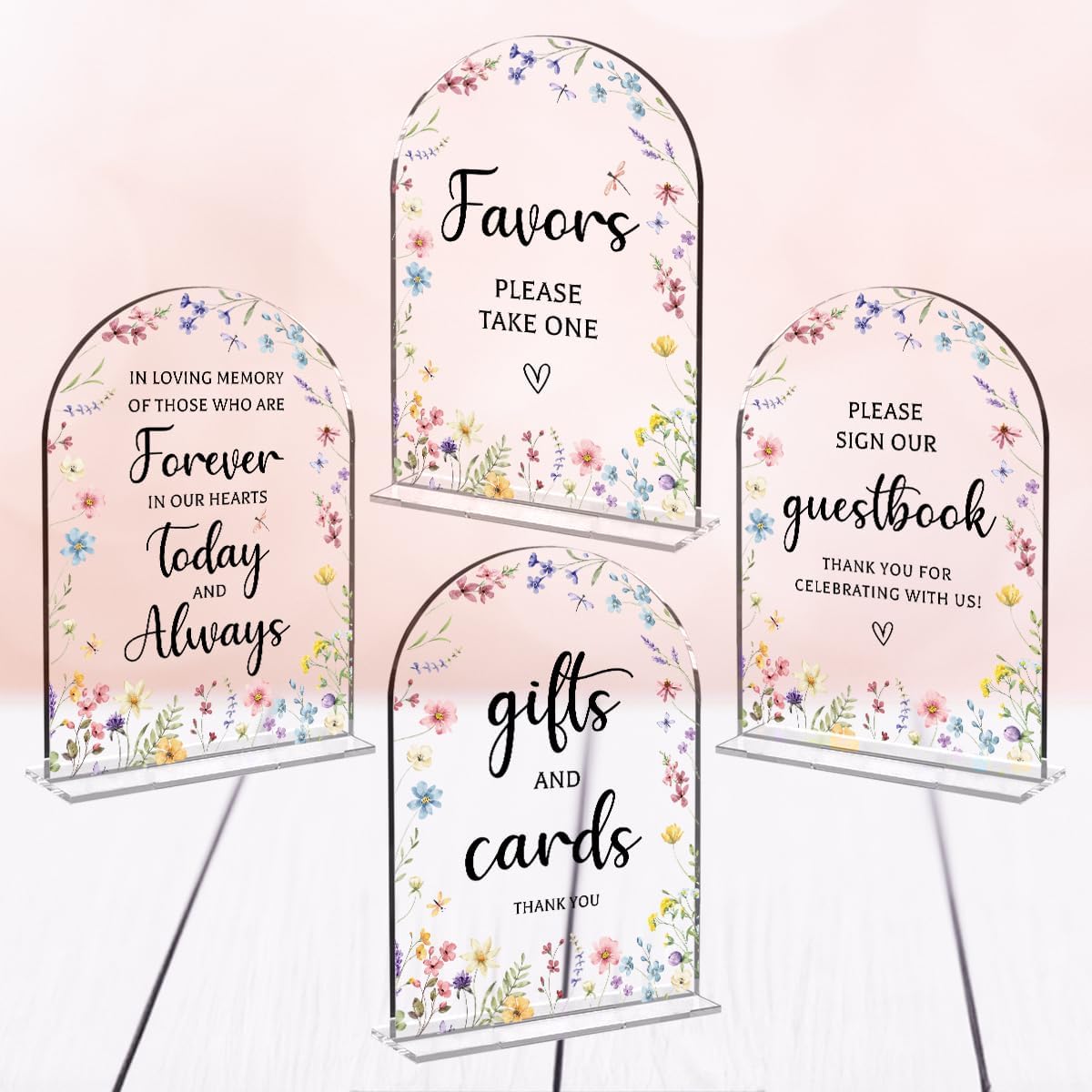 4 Pcs Wedding Decor, Ceremony Sign, Wedding Sign for Reception & Event Party,Bridal Shower Decorations, Wedding Table Decor Accessories for Anniversary And Event 5x7 Inch