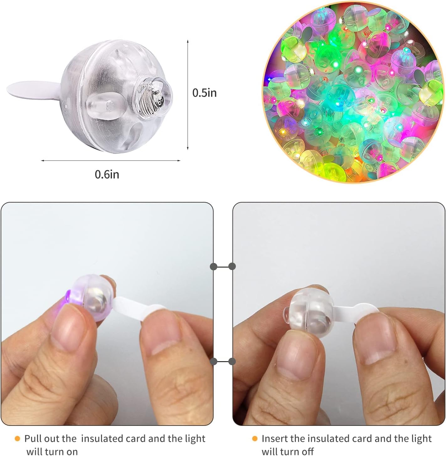 Aogist 100pcs Mutilcolor Balloon Lights, Long Standby Time Waterproof Mini Ball Light, Round LED Flash Lamp for Paper Lantern Balloon Party,Wedding,Birthday,Festival,New Year and Christmas Decorative