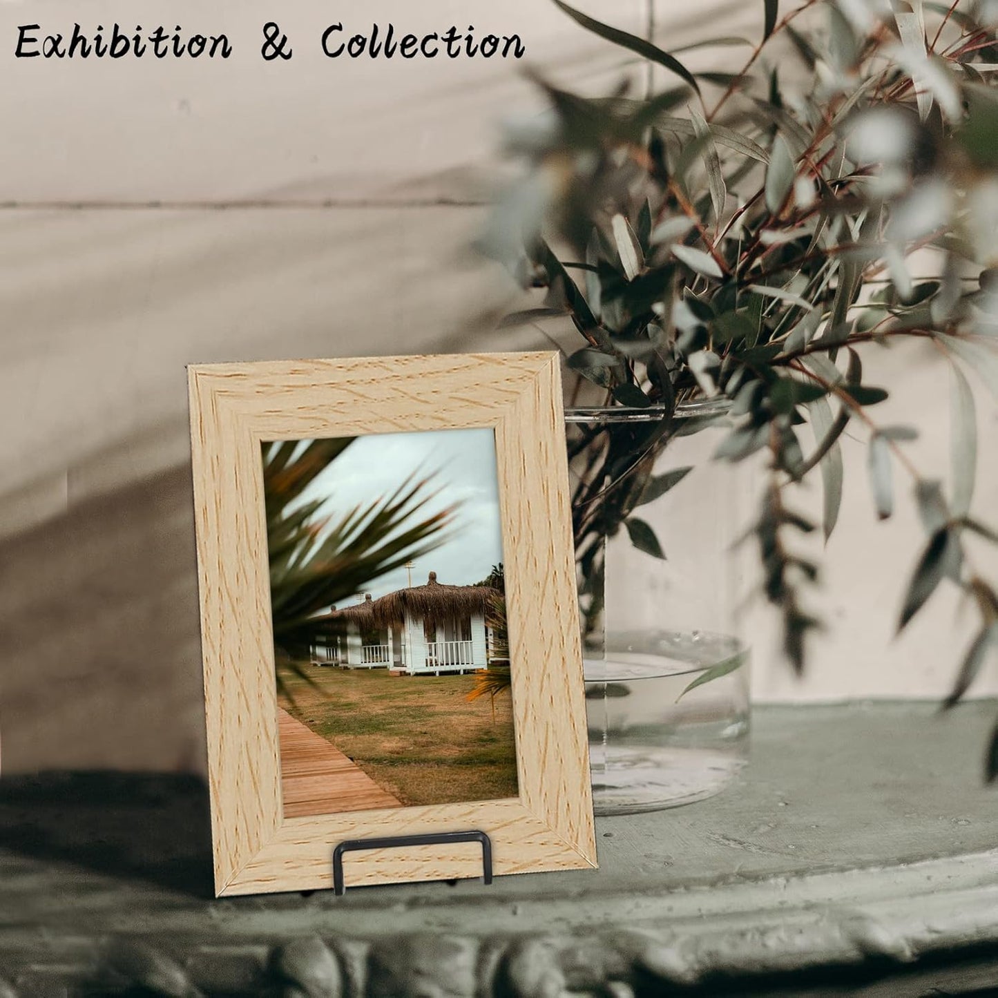 Decolore 4 Pack 4 Inch Black Metal Display Stands Square Plate Holder Display Stand Frame Stand for Picture, Decorative Plate, Photo Easel and Artistic Work