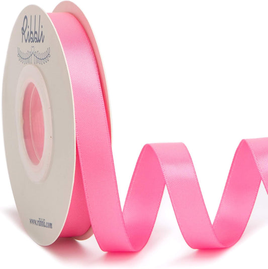 Ribbli Double Faced Hot Pink Satin Ribbon,1/2” x Continuous 25 Yards,Use for Bows Bouquet,Gift Wrapping,Floral Arrangement