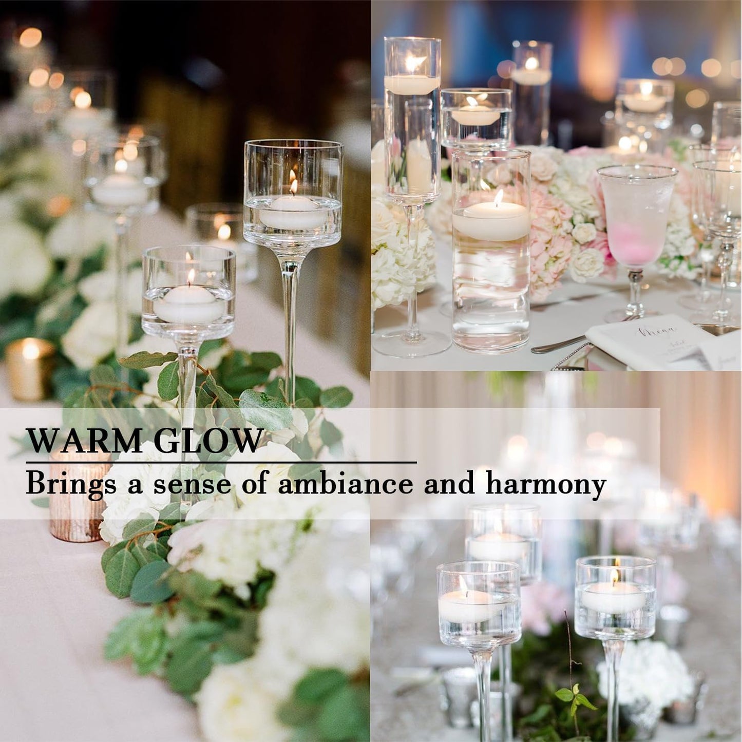 50 Floating Candles, Smoke-Free and odorless, Burning continuously for 5-6 Hours, White, 2-inch Floating Candles, Suitable for Valentine's Day, Weddings, Holidays, Home Decoration……