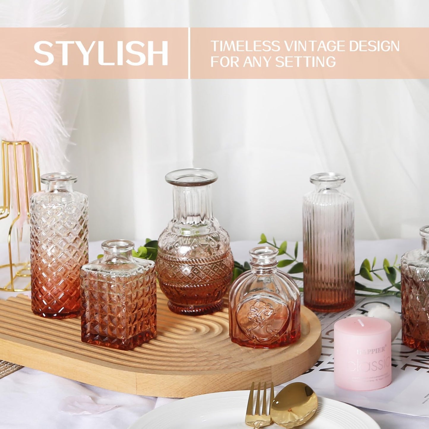 Mini Bud Vases Set of 12 As Wedding Centerpieces for Tables,Clear Bud Vases for Flowers,Small Flower Vases Suitable for Birthday Party,Anniversary,Wedding Reception,Baby Shower (Pink, 12PCS)