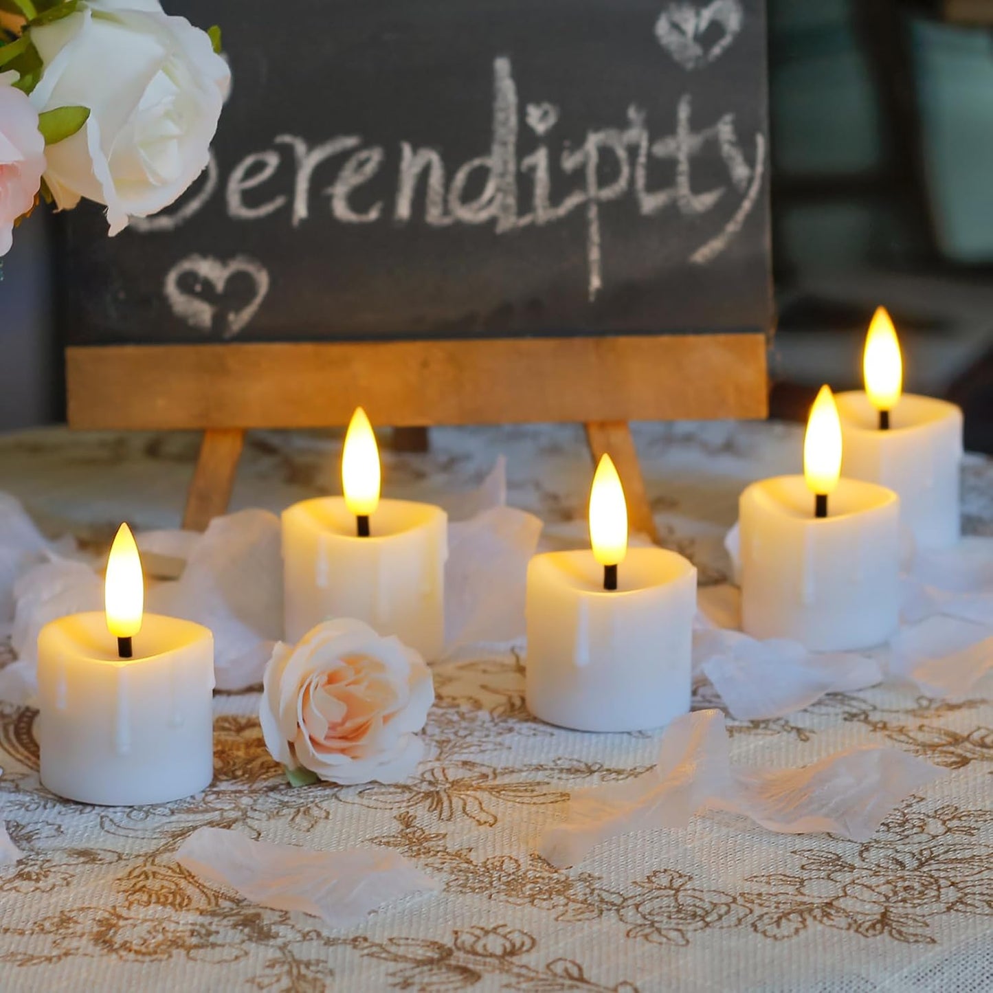 Rechargeable Flameless 1.6" x2.5" Tea Light Candles with Remote & Type-C Charging Cable, Timer LED Flickering White Plastic 9pcs Mini Dripping Wax Votive Tealight Candles