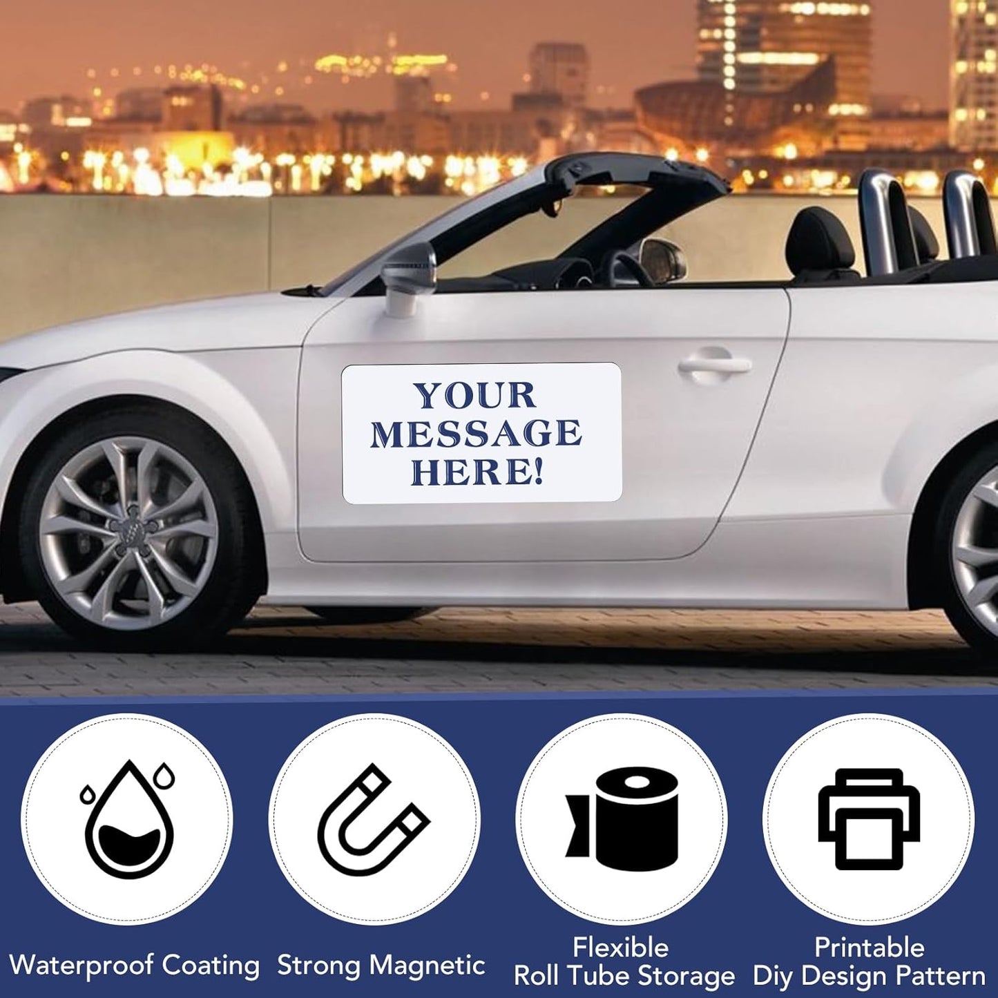 DIYMAG 2Pcs Blank Car Magnets, 24x12 Inch Cars Door Magnet Signs Rounded Corners Flexible Magnetic Bumper Sticker to Advertise Cover Logo Prevent Vehicle Scratches Dents