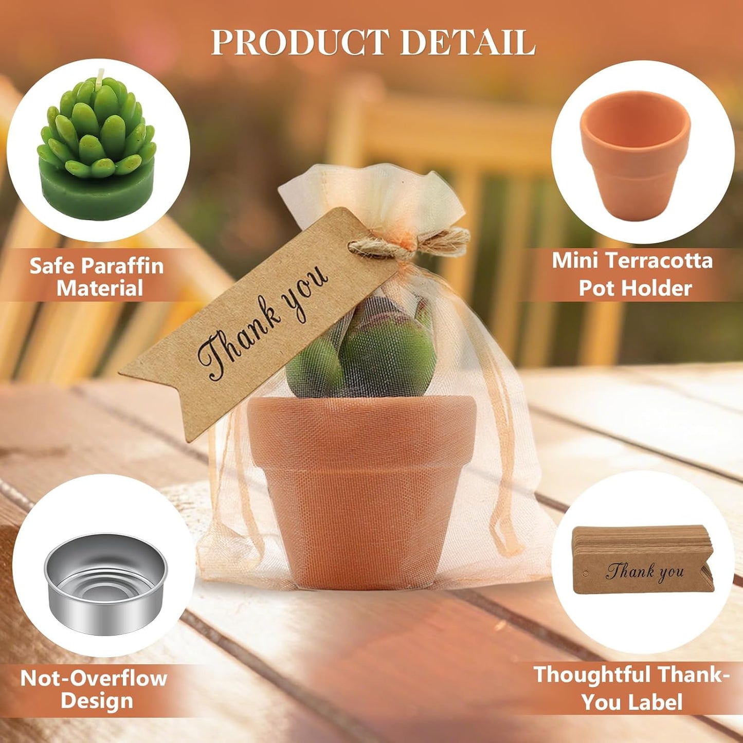 AZEAM 24 Pcs Succulent Candles Party Favors, Bulk Cactus Table Decor with Mini Terracotta Holders, Tiny Handmade Plant Tealights Candle Decoration for Baby Shower Bridal Game Wedding Home Birthday