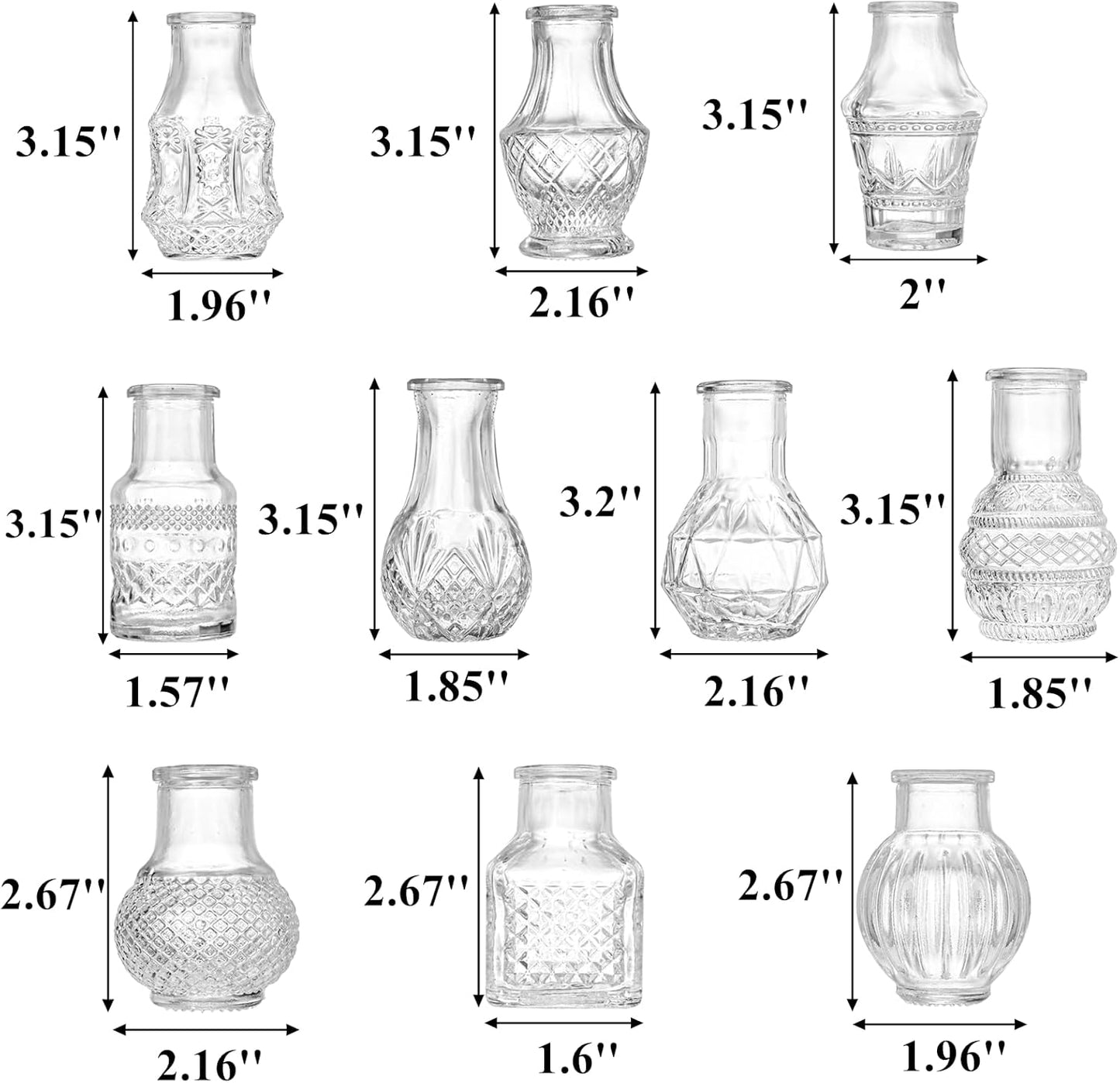Tebery 20 Pack Glass Bud Vases, Clear Small Flower Vase for Centerpieces, Vintage Mini Glass Vase Set Bulk for Table Wedding Home Party Decoration