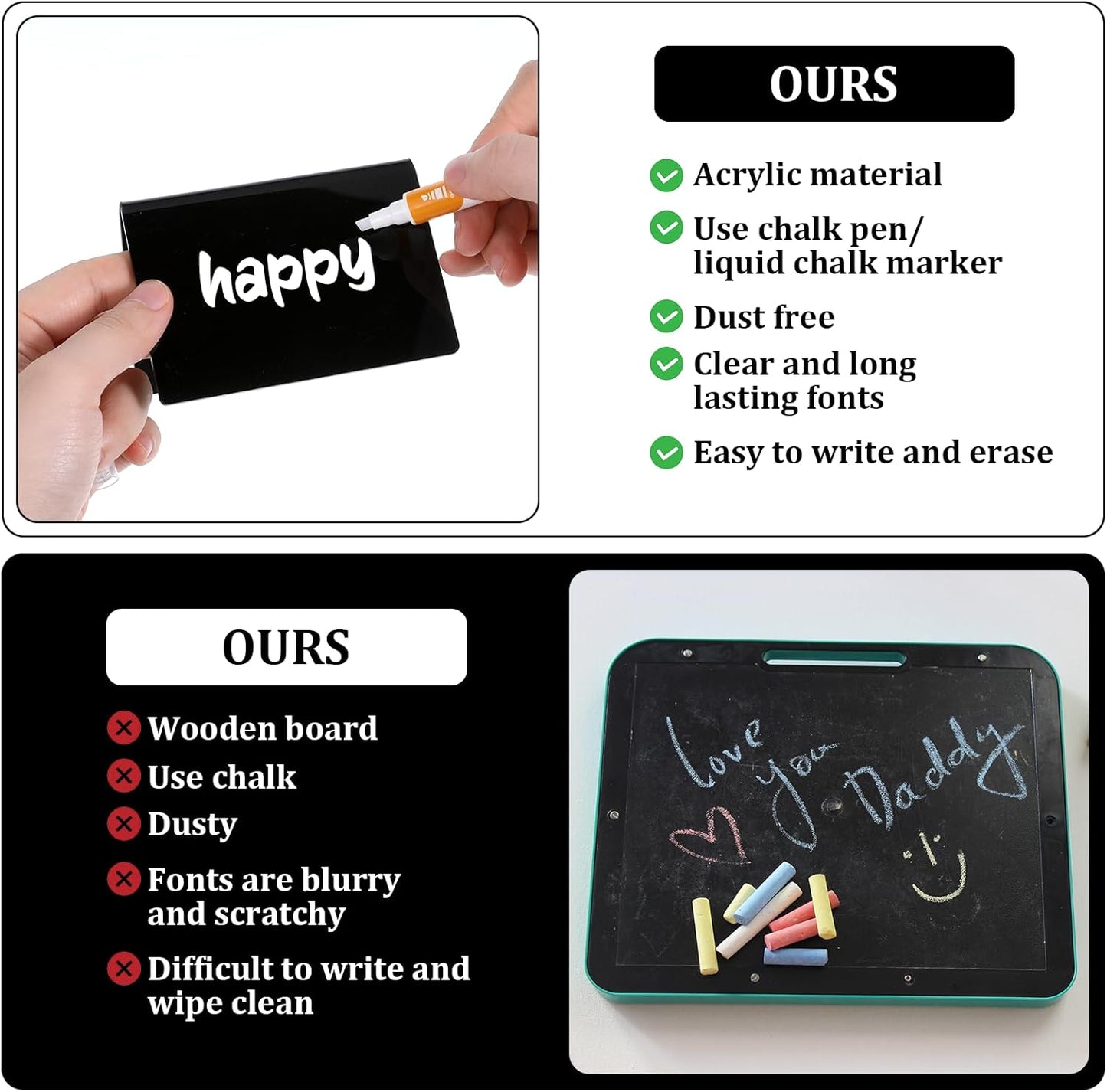 20 Packs Acrylic Mini Chalkboard Sign Black Food Labels Name Tags for Buffet Table Sign Chalkboard Blackboard for Wedding, Table Signs Place Cards for Buffet, Bakery