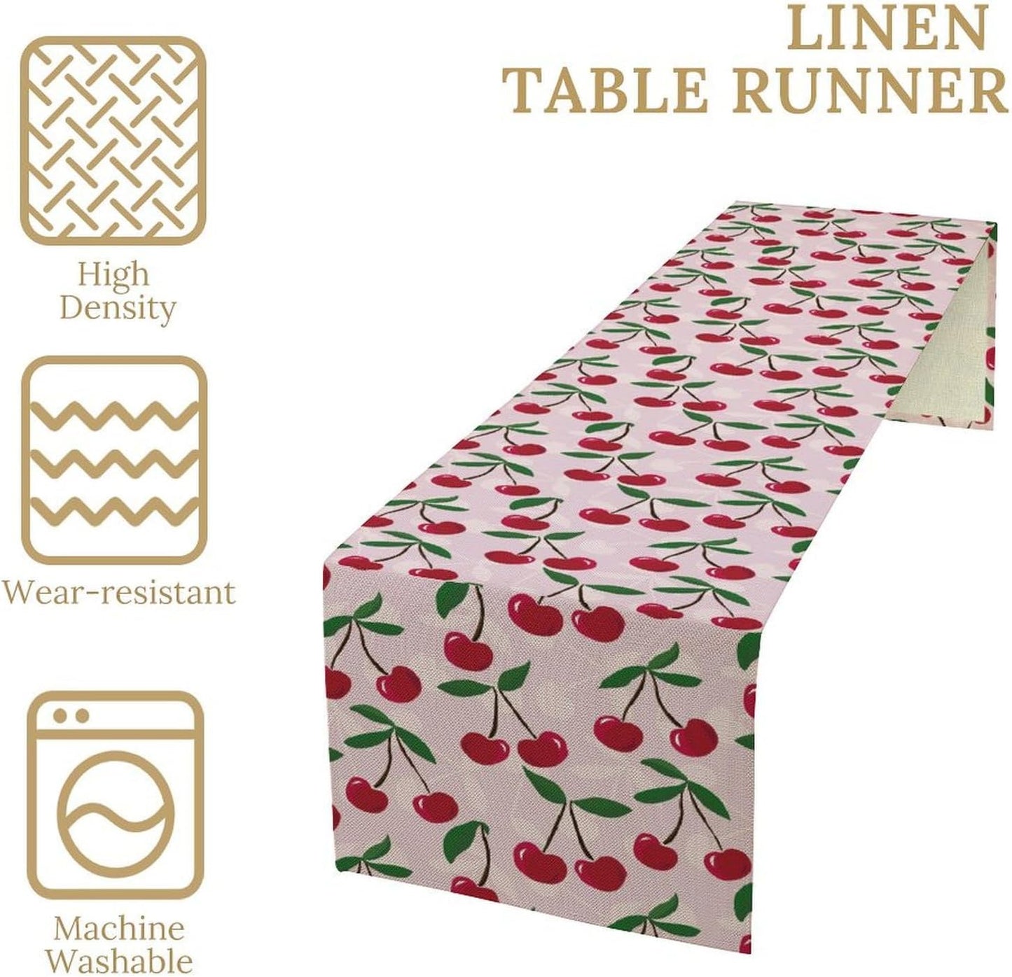 Cherry Table Runner,Spring Summer Fruit Table Runner for Kitchen Dining Table Home Party Decoration 13x36 Inch