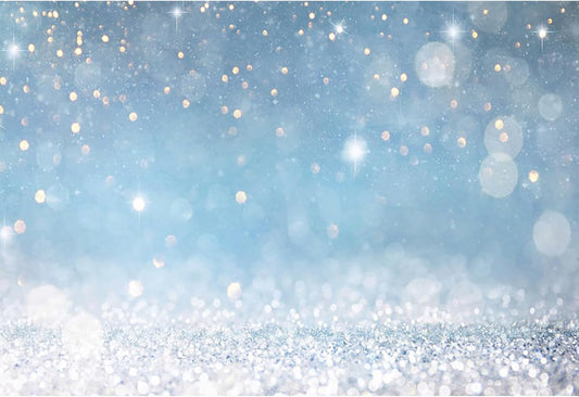 8x6ft Blue Bokeh (Not Glitter) Backdrops Birthday Party Abstract Golden Sparkling Spots Photography Background Baby Shower Wedding Prom Graduation Party Bokeh Decor Banner Photoshoot Props