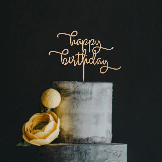 Happy Birthday Cake Topper - High-end Basswood Craft Durable Multifunctional Cake Topper, Wooden Textured Cake Decoration for Birthday Party Decoration,the Best Souvenirs for Family and Friends.