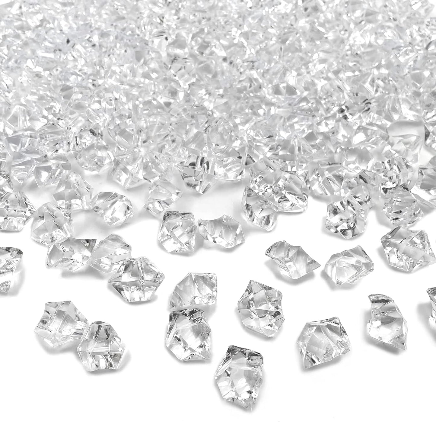 Fake Crushed Ice Cubes, Vase Fillers, 250 pcs 16*22 mm Fake crushed Ice Cubes Artificial Acrylic Crystal Rocks Diamonds for Vase Fillers, Party Favor, Wedding Decoration (0.86*0.62inch,Clear)