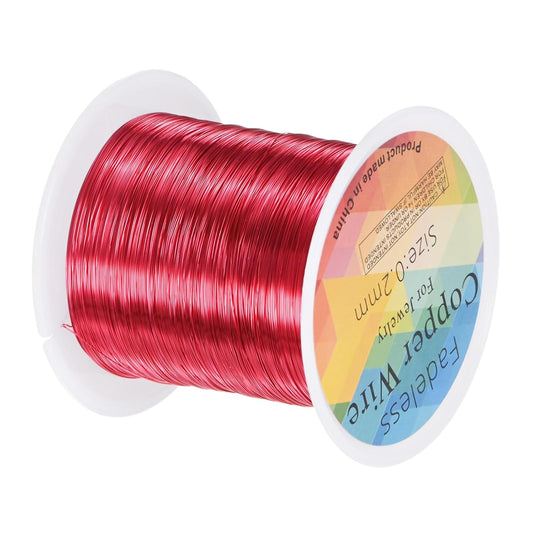 0.2mm Jewelry Wire, 32 Gauge 328FT Craft Wire Copper Beading Wire for Jewelry Making/Planting/Weaving/DIY Crafting, Soft Metal Wires [100M, Red]