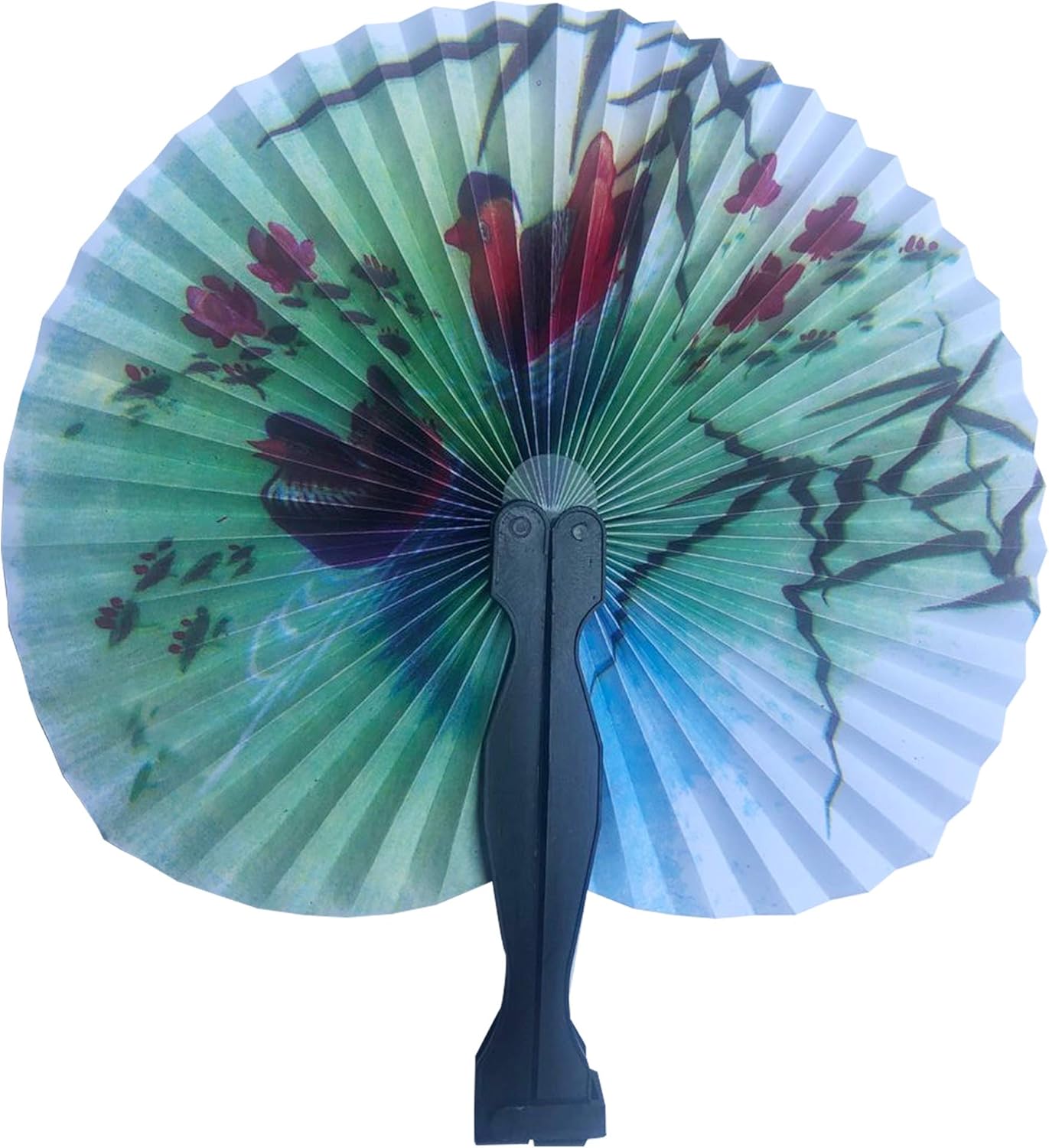 30 Pcs 3.5" Mini Chinese Oriental Handheld Floral Folding Paper Fans Bulk Assortment for Wedding Birthday Party Favors Gifts(Black Handle)