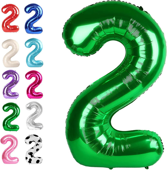40 Inch Big Green Number 2 Balloon Birthday Decoration, Number 2 Helium Balloon 12 20 22 23 24 26 28 32 42 Celebration, Boy Girl Baby Anniversary Party Graduations Supplies Decorations