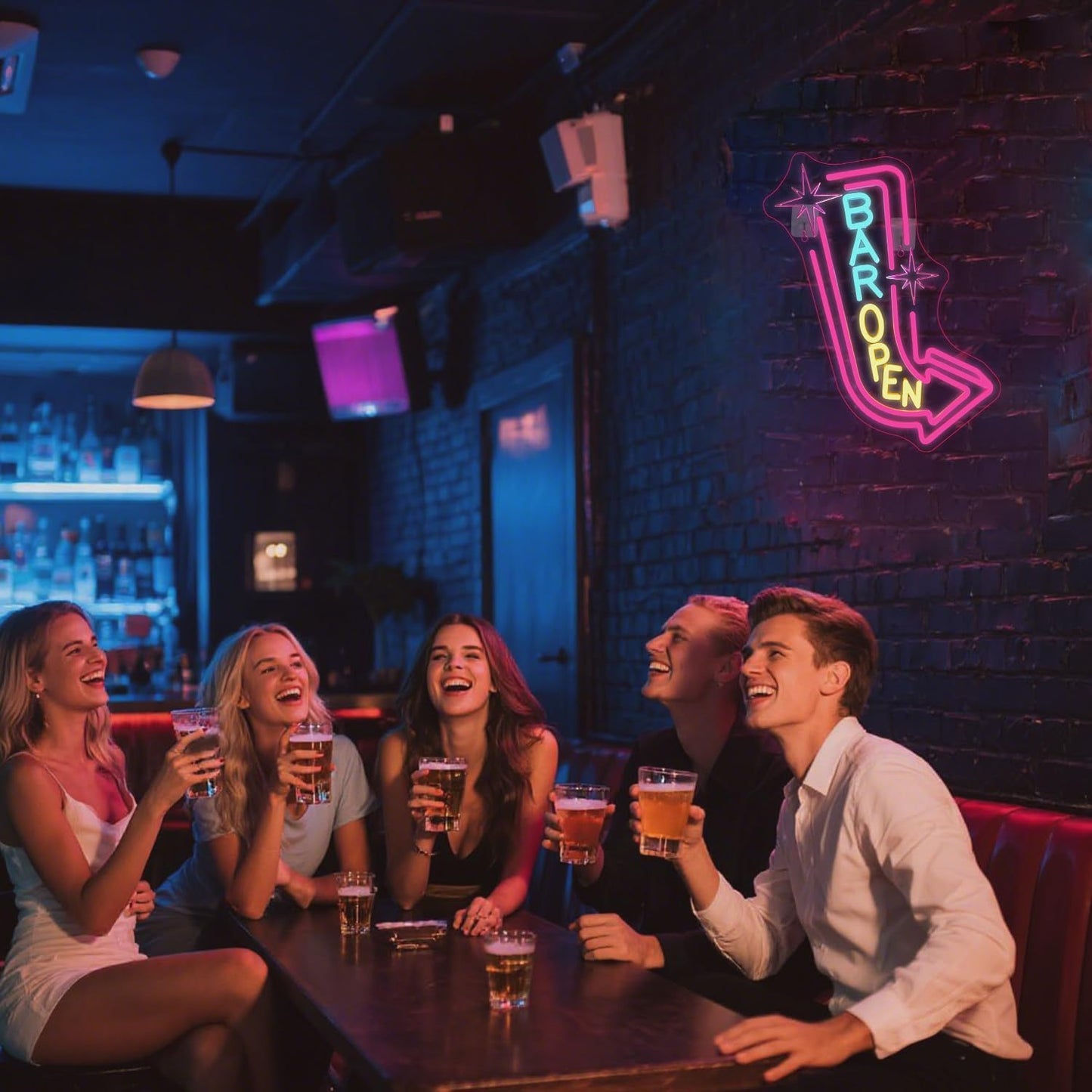 Lucunstar Bar Open Neon Sign,Colorful LED Bar for Wall Decor Dimmable USB Powered Neon Lights for LED for Bussness Man Cave Art Wall Decor