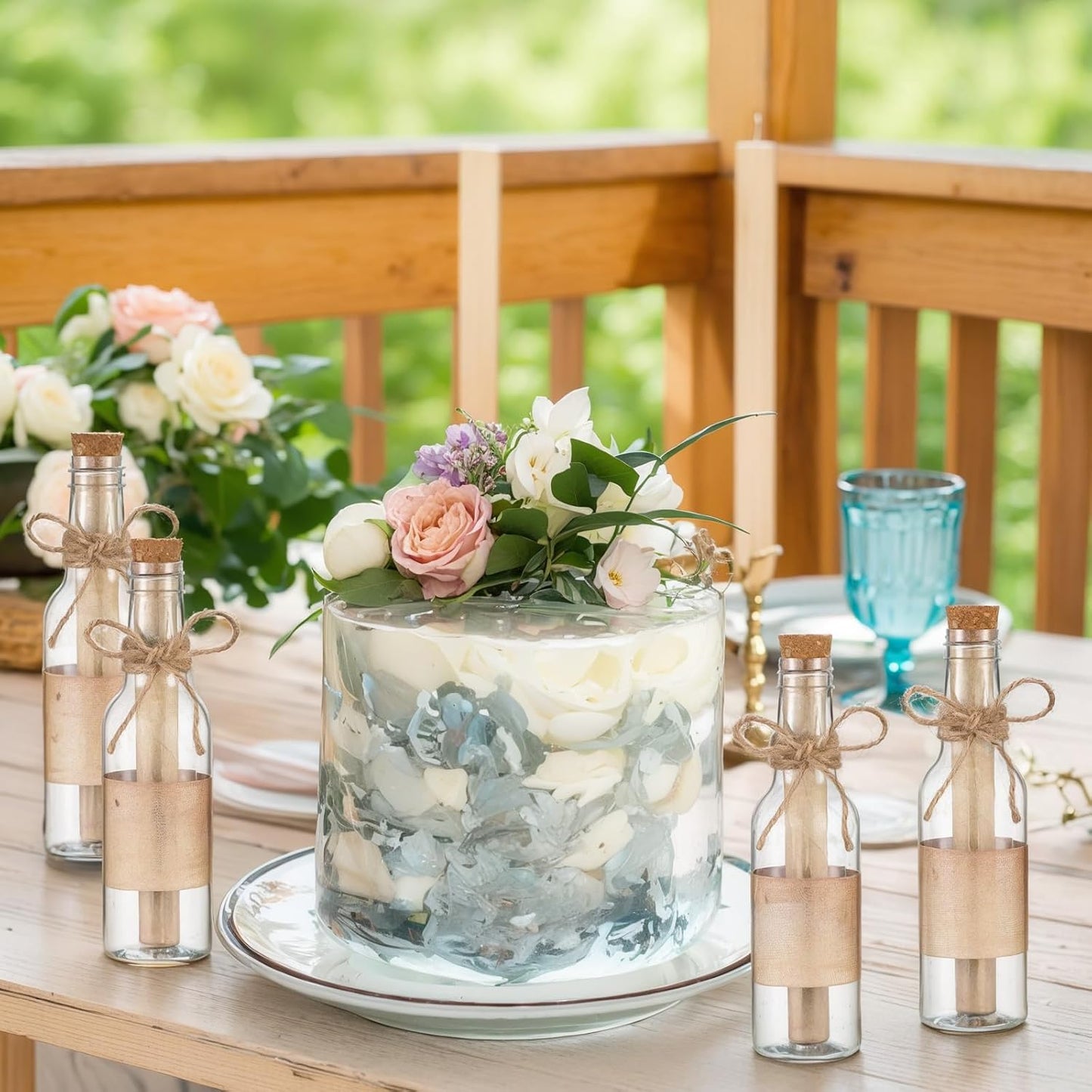 Baderke 48 Pcs 5.6 oz Message Bottles with Letter Printer Paper Plastic Bottles & Corks Twines for Message Invitations Birthday Wedding Baby Shower DIY Crafts Gift Party Favors (Vintage)