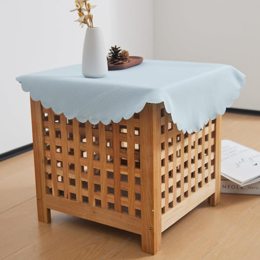 Small Round Light Blue Tablecloth 24 Inch Polyester Fabric Washable Table Cover Decorative Wrinkle Resistant Solid Color Table Cloth for Nightstand Party Wedding Camping