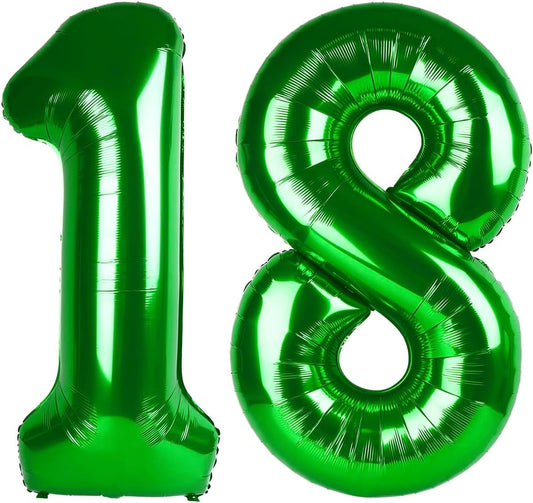 Green Foil Number 18 81 Balloon 40 Inch, Helium Mylar Eight Number 18 81 Birthday Balloons, 18th 81 Green Women Men Wedding Anniversary, Graduations Party Supplies