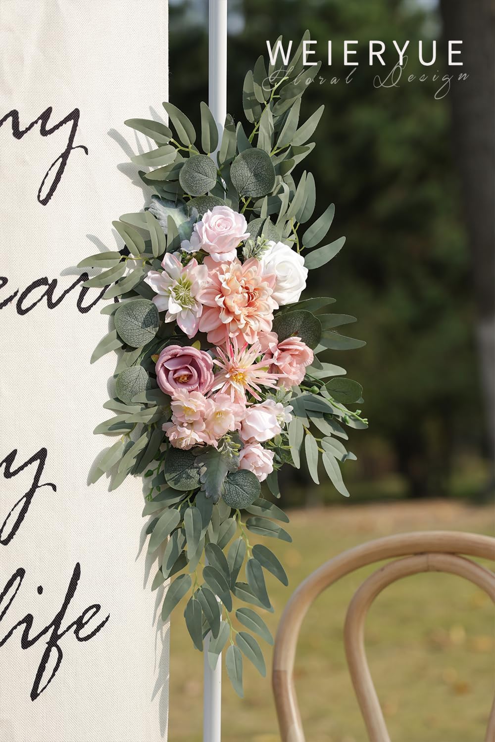 Artificial Wedding Arch Flowers Kit(Pack of 2) for Wedding Arch, Bridal Shower, Ceremony and Reception Backdrop Decoration (Romantic Pink)