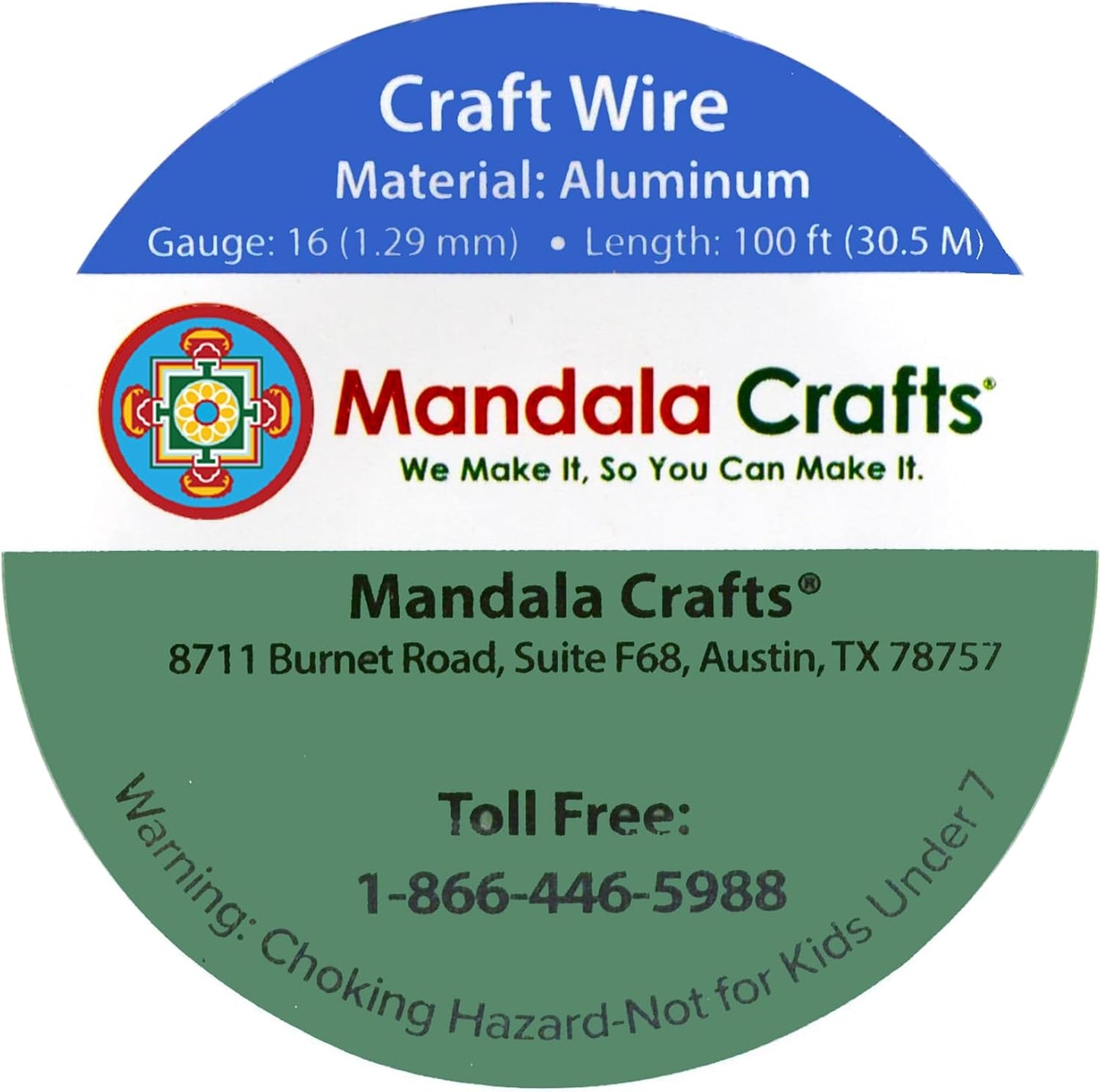 Mandala Crafts 16 Gauge Anodized Aluminum Craft Wire for Jewelry Making - 100 FT Colored Flexible True Blue Wire - Bendable for Bonsai Armature Crafting Sculpting