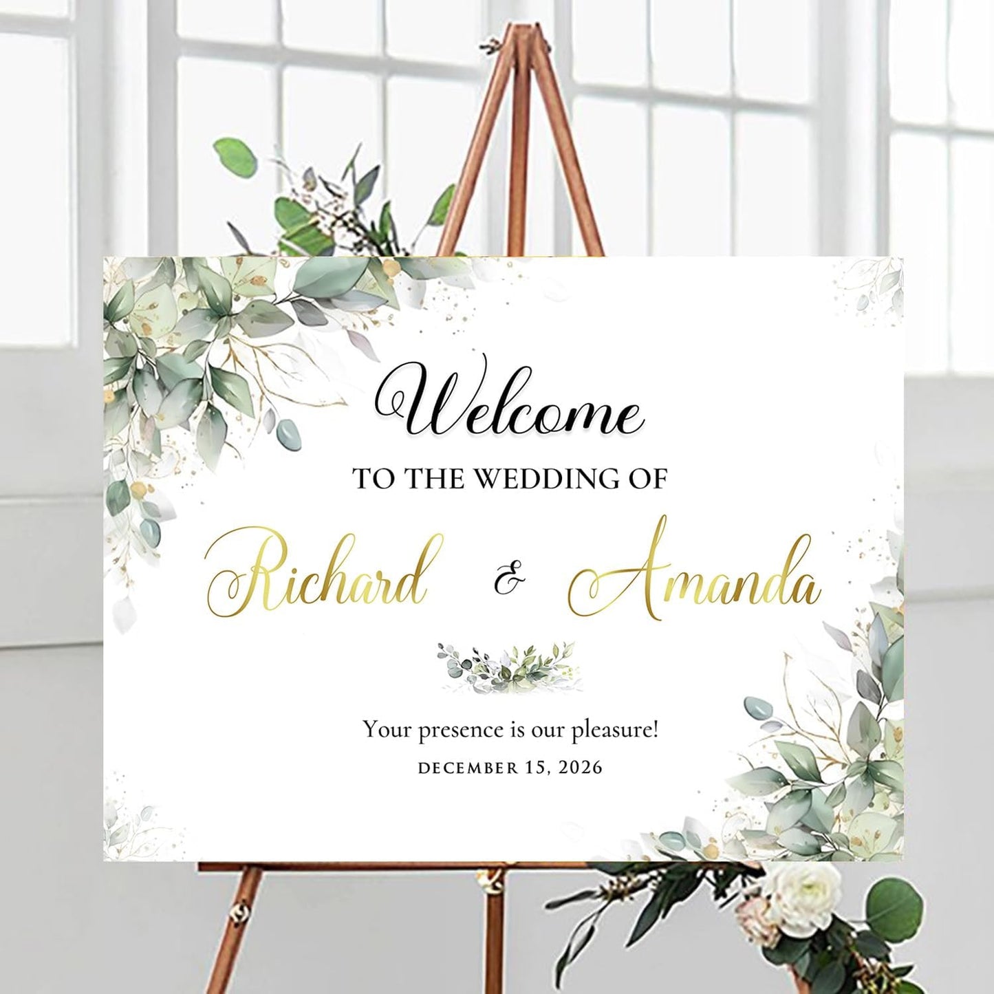 Welcome To Our Wedding Sign, Wedding Yard Signs, Welcome Sign For Wedding Entrance, Rustic Wedding Decorations For Ceremony, Greenery Theme Wedding Sign Decoration