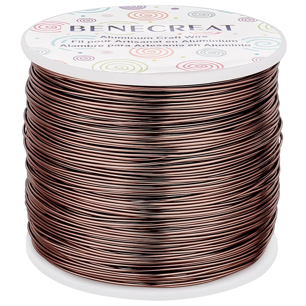 BENECREAT 20 Gauge 770FT Brown Aluminum Wire Anodized Jewelry Craft Making Beading Floral Colored Aluminum Craft Wire for Jewelry Craft, Garden, Model Making