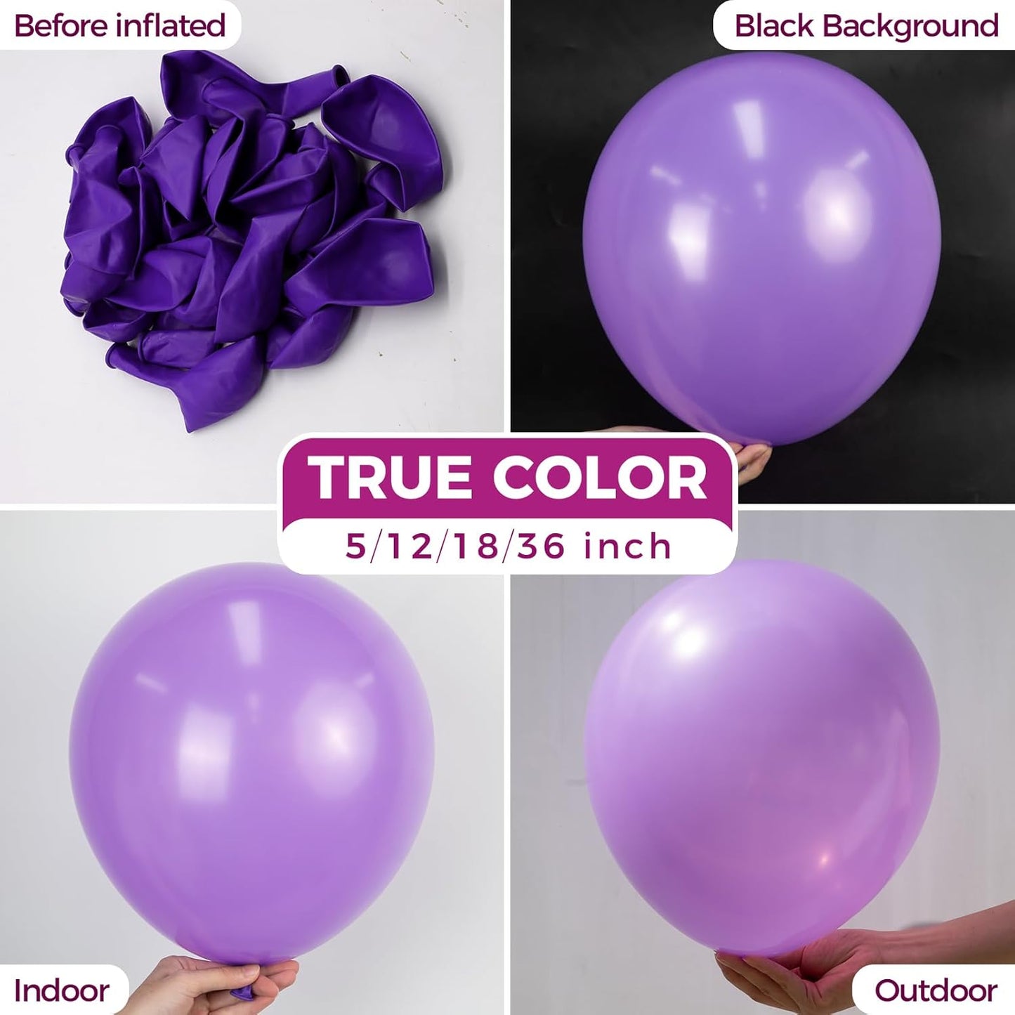 Bezente Purple Balloons Latex Party Balloons - 100 Pack 12 inch Round Helium Purple Balloons for Wedding Graduation Halloween Birthday Party Decorations