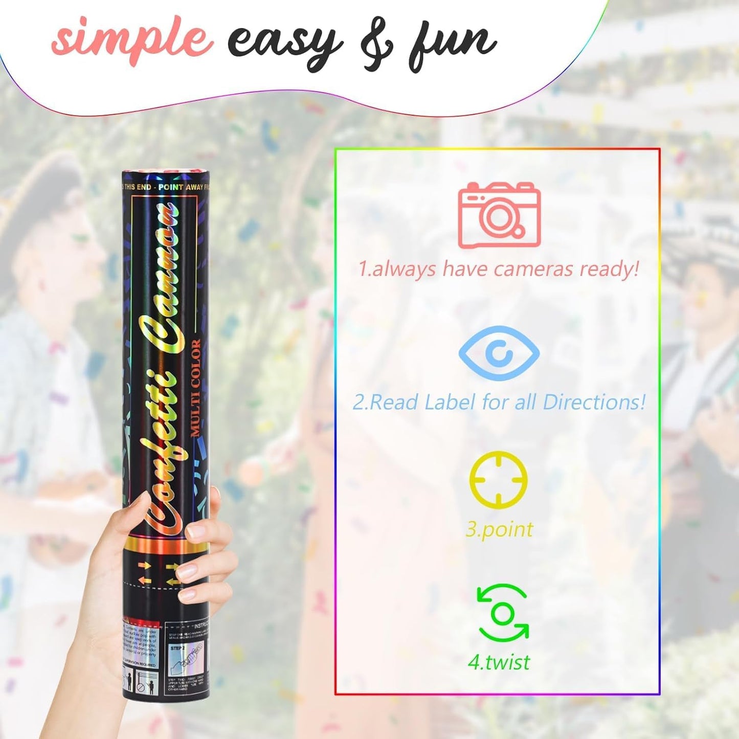 Confetti Cannon 12 Pack Party Poppers Multicolor Poppers 12Inch for Party Celebrations Confetti Popper Shooter Paper Confetti Cannon Bulk for Birthday Graduation Wedding Christmas NewYear