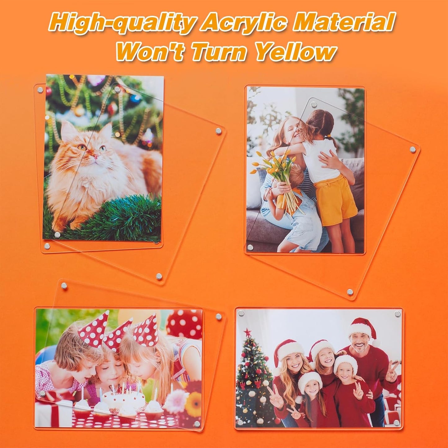 4 Pack 5×7 In Acrylic Fridge Magnetic Frame, Acrylic Photo Picture Frames, Double Sided Photo Refrigerator Magnet Picture Frame, Clear Picture Display Frame