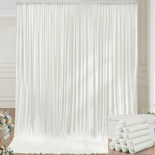 60×14ft Wrinkle Free Ivory Backdrop Curtain, Soft Silky Easy to Drape Cream Wedding Drapes for Backdrop, 12 Panels 5×14ft Photo Backdrop Curtains for Parties Birthday Photography Background Cloth