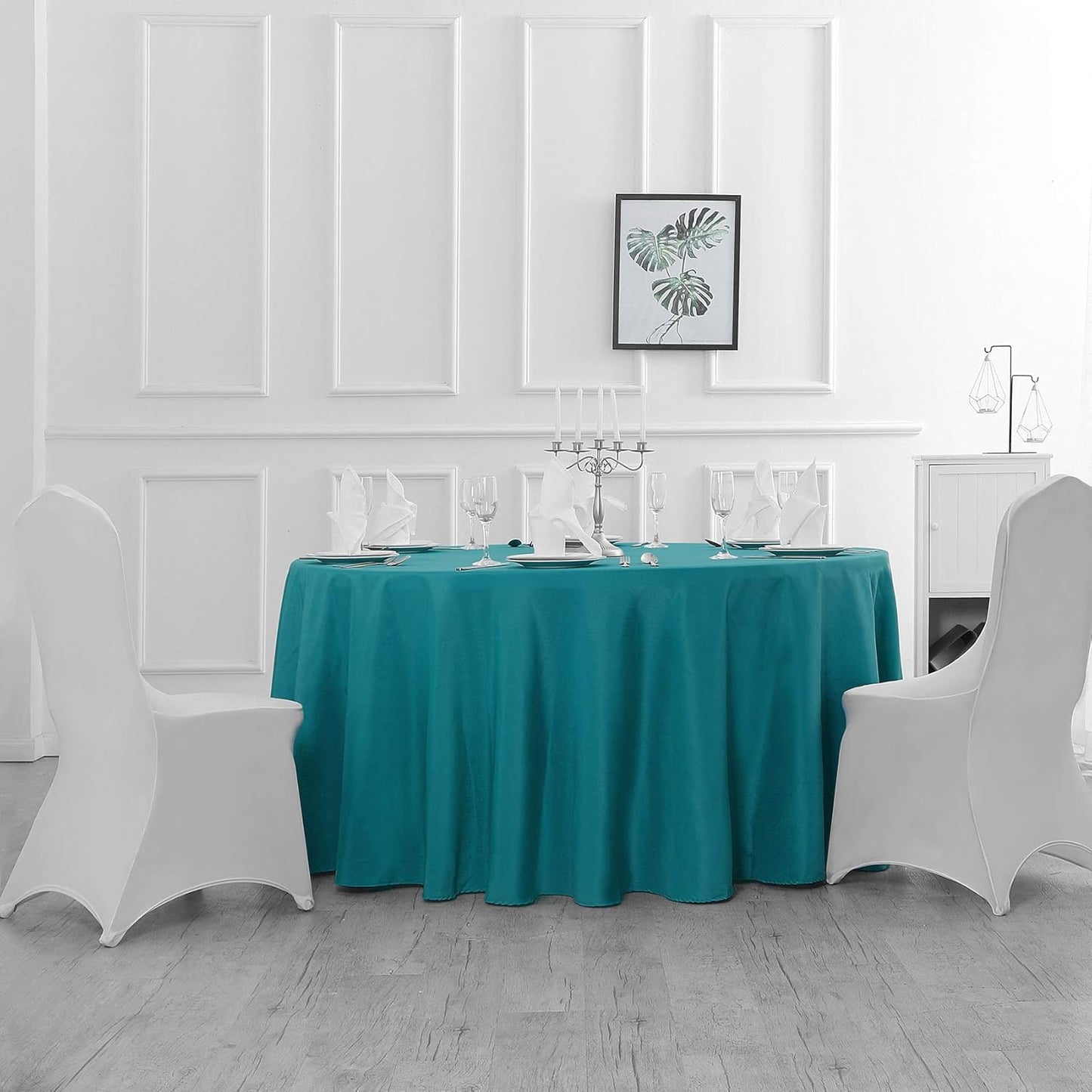 132 inch Round Tablecloth Washable Polyester Table Cloth Decorative Table Cover for Wedding Party Dining Banquet（132 inch,Teal）