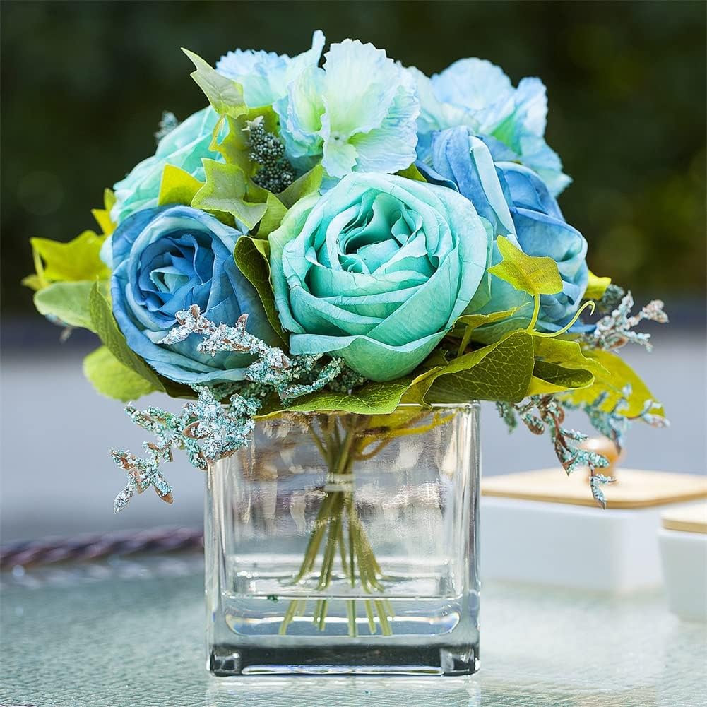 EnovaFloral Cube Glass Vase, 5x5 Inch Square Glass Vase - Floating Candle Holder for Wedding Centerpieces and Home Office Decor