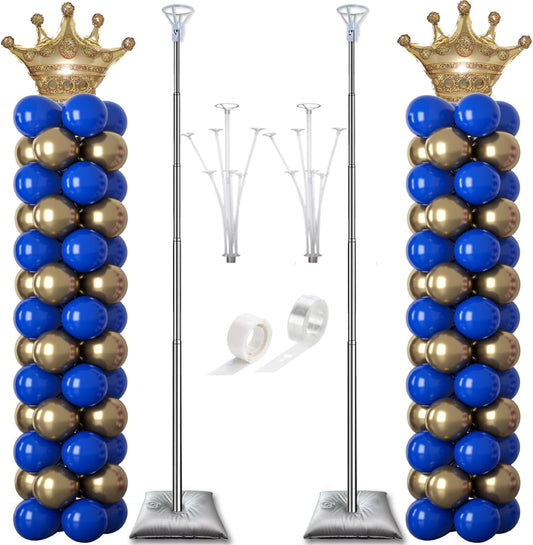 Balloon Column Stand Kit Set of 2, 2IN1 Balloons Holder Sets Ballon Arch stand for Floor, 9 Feet Height Adjustable Metal Baloon Tower Pillar for Graduation, Wedding, Party Decoration