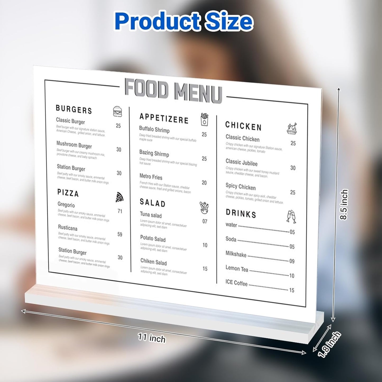 6 Pack Acrylic Sign Holder 11 x 8.5 Horizontal, Double-Sided Clear Sign Holder Plastic Stands for Display, T Shape Acrylic Table Sign Stands for Office Store Restaurants Wedding Party Decoration