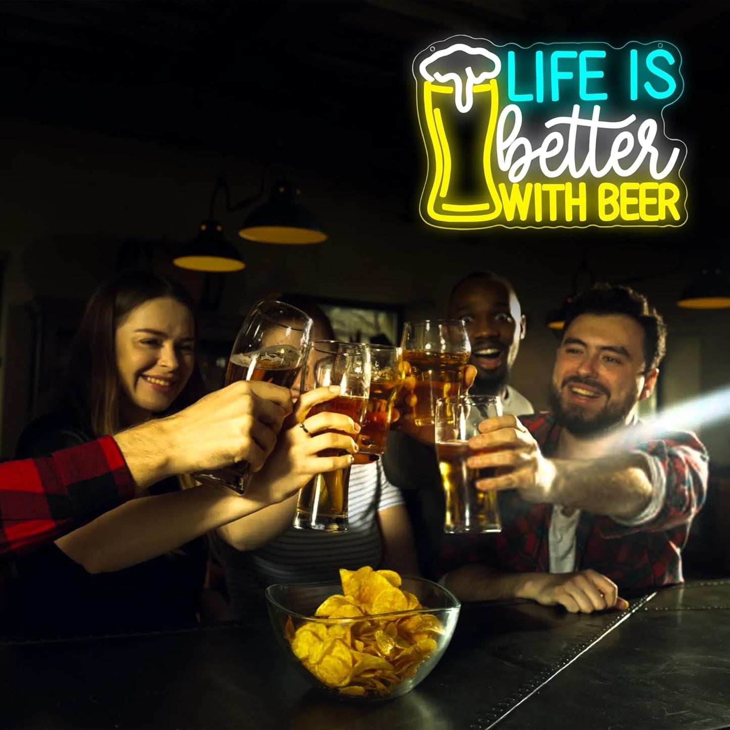 Beer Neon Sign for Wall Decor Bar LED Sign Beer Neon Light for Man Cave Bedroom Home Bar Shop Pub Bistro Party Hotel Game Room Decor Birthday Gifts for Man USB Powered Size14.1 * 10.2inches(JTD293)