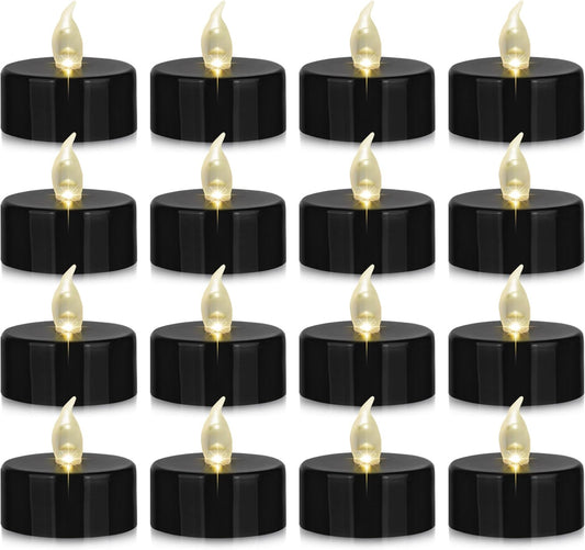 Nancia 24PACK Flameless LED Tea Lights Candles, Realistic and Bright Flickering Long Lasting 200Hours Battery-Powered, Ideal Party, Wedding, Birthday, Gifts Home Decoration Black