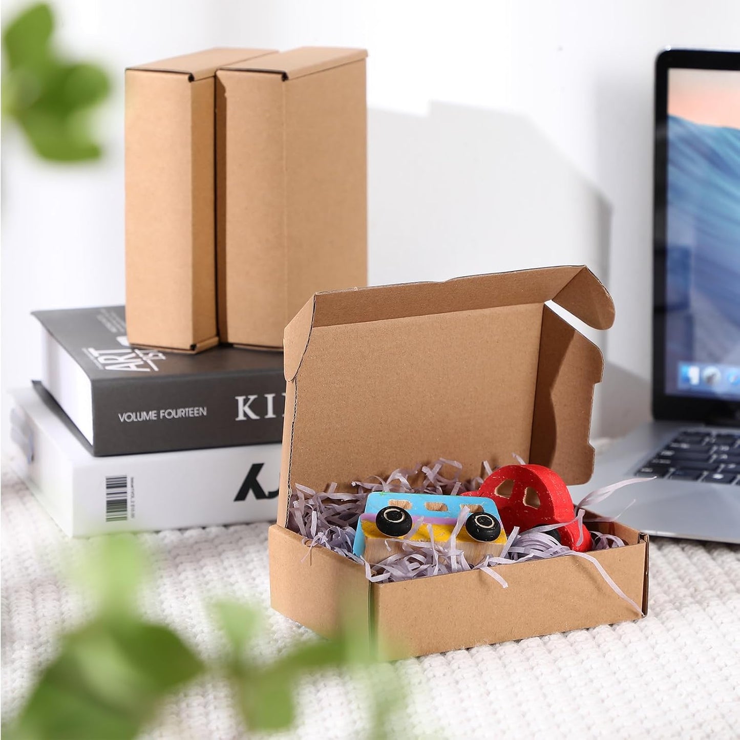 Qilery 100 Pcs Shipping Boxes Cardboard Gift Corrugated Cardboard Brown Boxes Mailer Packaging for Mailing Small Business Present (5.91 x 3.94 x 1.57 Inches)