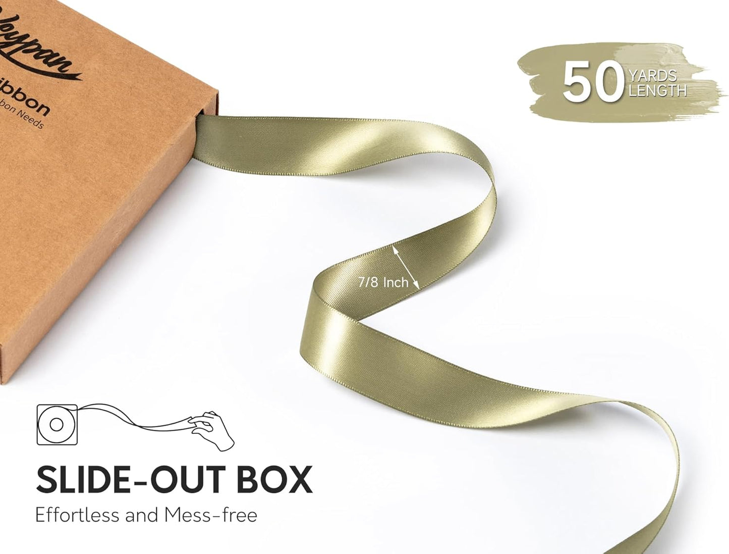 Sage Green Satin Ribbon 7/8 Inch x 50 Yards Double-Faced Ribbons for Gift Wrapping Crafts Flower Bouquet Wedding Paper Bows Invitations