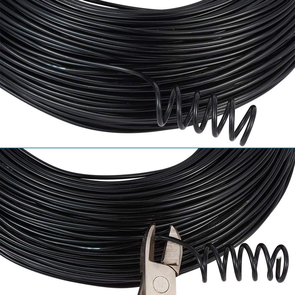 Fashewelry 328 Feet 15 Gauge Aluminum Wire Black Bendable Metal Craft Wire for Beading Jewelry Craft Making (1.5mm)