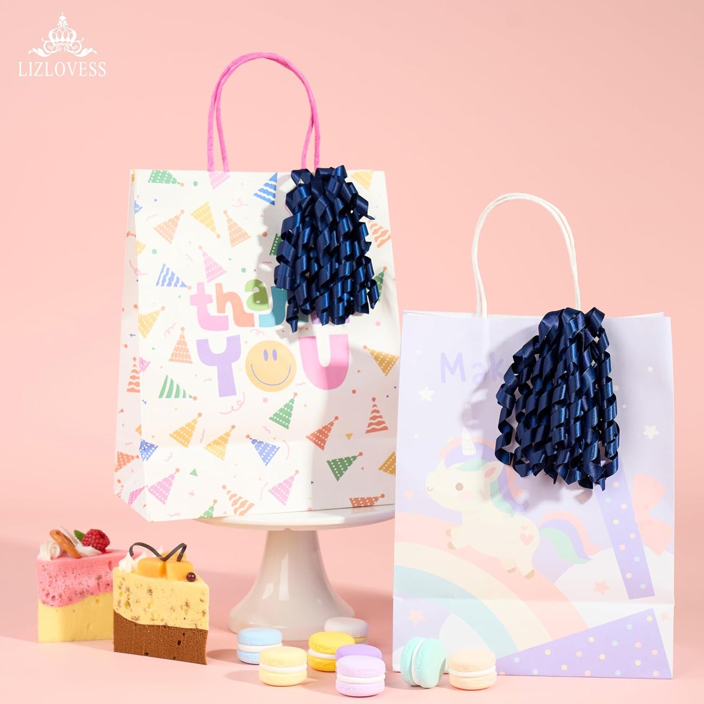 6 Inch Navy Curly Bows for Gift Wrapping Set of 6, Self Adhesive Bows Navy Blue Gift Bows for Presents, Satin Ribbon Bows for Birthday, Wedding, Christmas, Bridal Shower, Gift Wrap Accessory