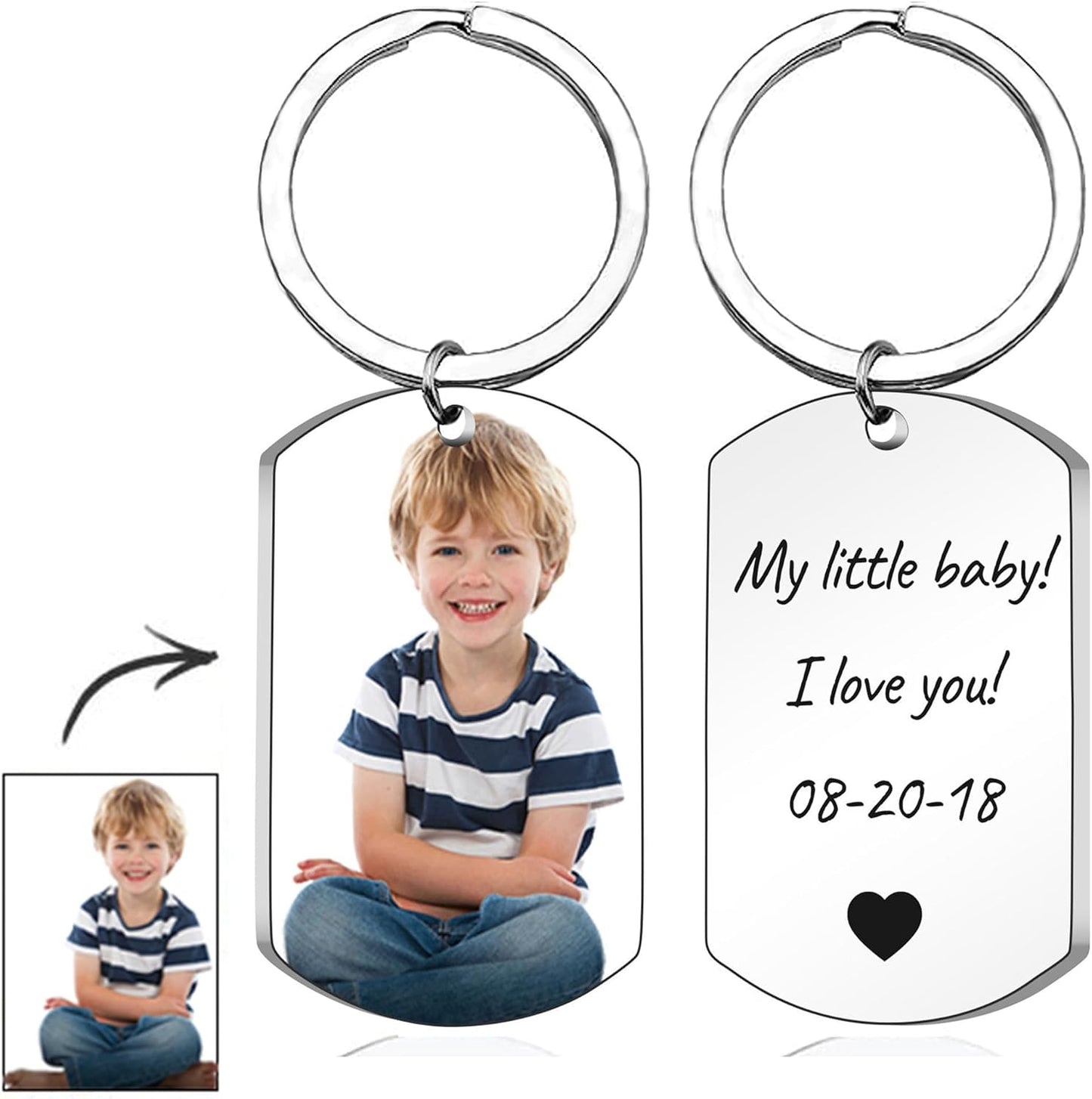Personalized Double-sided Photo Text+Icons Keychain Drive Safe Boy Girlfriend Pet Memorial Anniversary Custom Keychain Gifts
